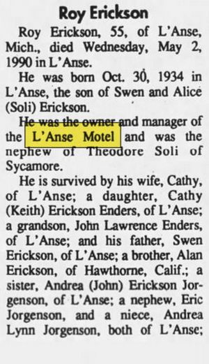 LAnse Motel & Suites - May 08 1990 Article (newer photo)